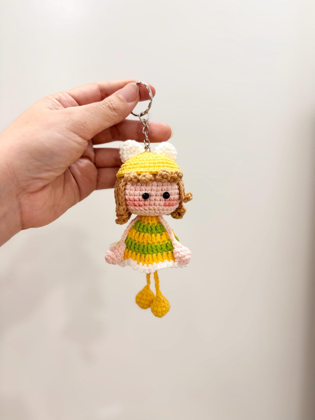 Handmade Crochet Doll Bag Charm, Cotton Yarn Accessory, Gift For Girl, Cute Bag Charm, A gift for Children’s Day, Gift for baby