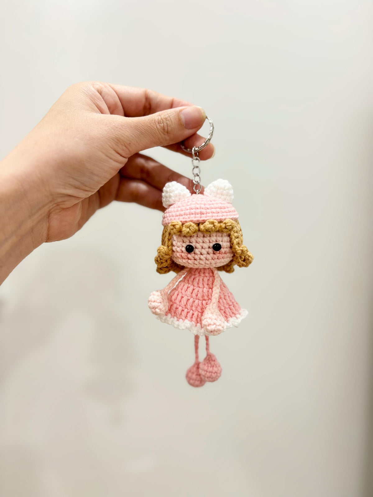 Handmade Crochet Doll Bag Charm, Cotton Yarn Accessory, Gift For Girl, Cute Bag Charm, A gift for Children’s Day, Gift for baby