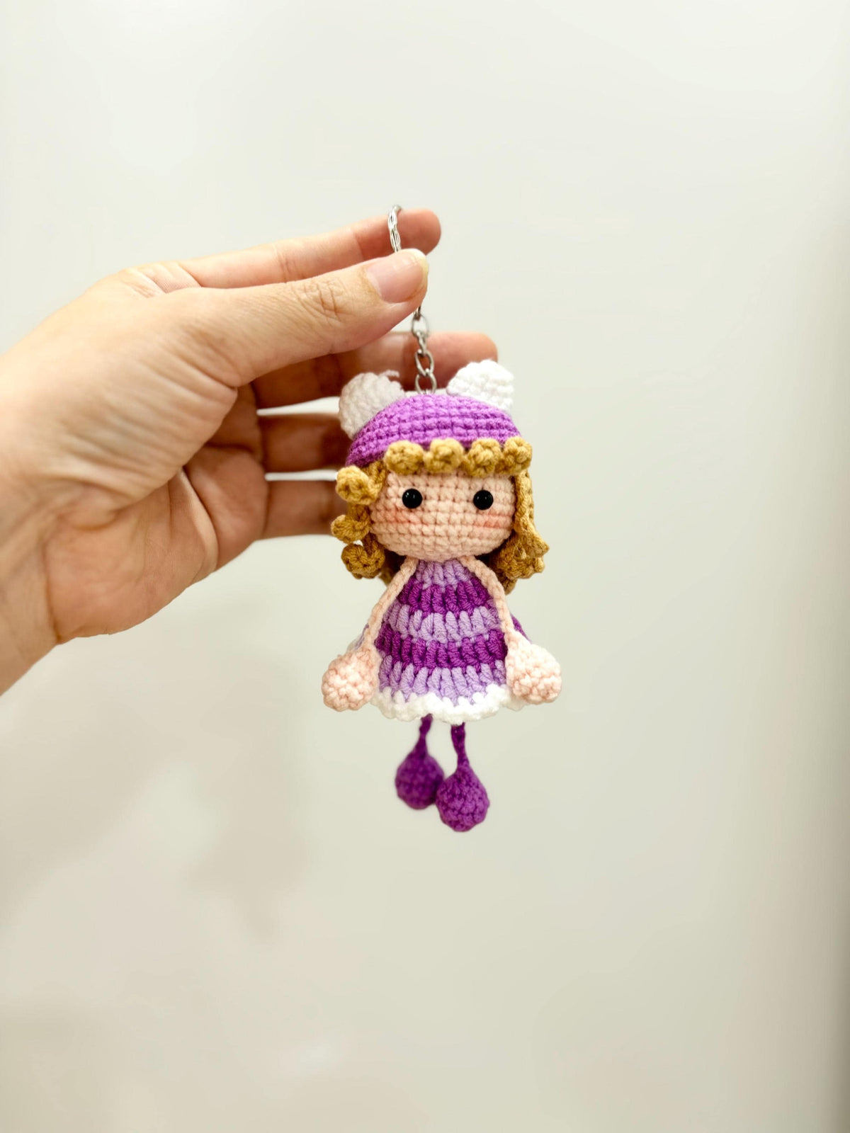 Handmade Crochet Doll Bag Charm, Cotton Yarn Accessory, Gift For Girl, Cute Bag Charm, A gift for Children’s Day, Gift for baby