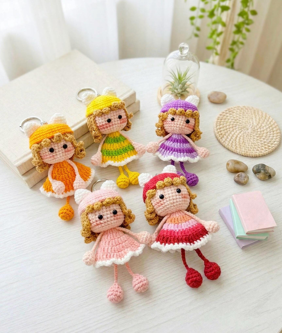 Handmade Crochet Doll Bag Charm, Cotton Yarn Accessory, Gift For Girl, Cute Bag Charm, A gift for Children’s Day, Gift for baby