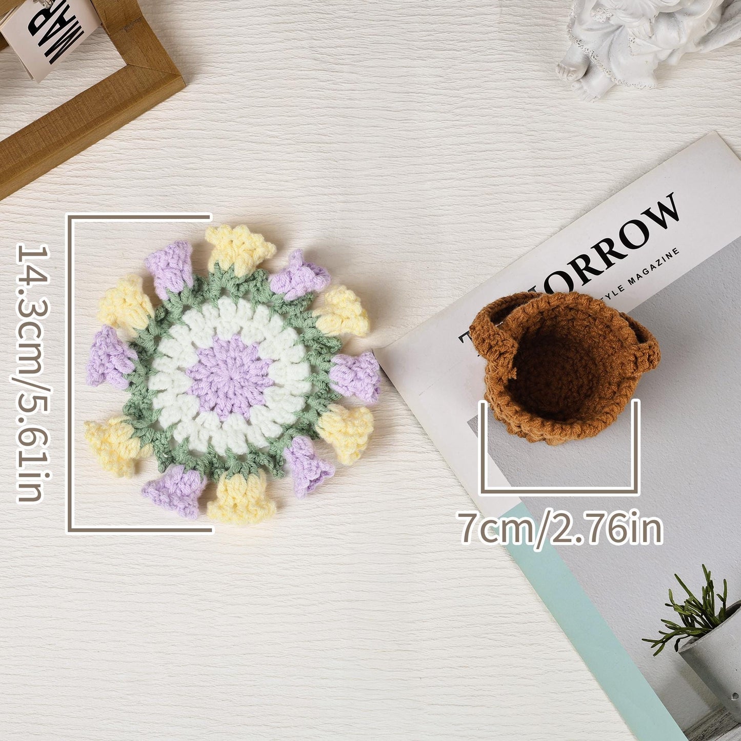 Crochet Flower Coaster, Handmade Floral Coaster Set, Cute Table Decor, Drink Coaster, Gift for Her, Boho Home Decor, Floral Gift for Her