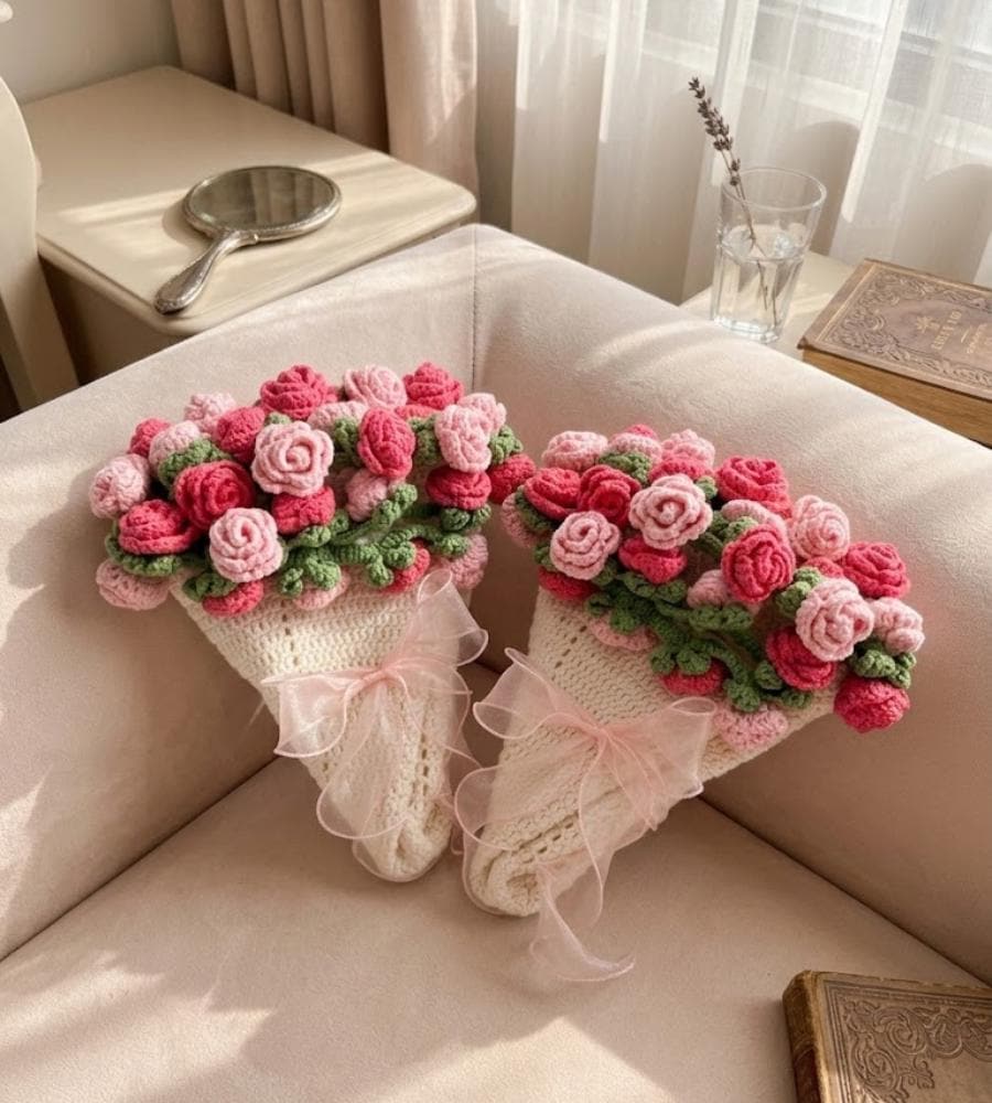 Crochet Flower Bouquet Blanket, Handmade Crochet Rose Bouquet Blanket, Mother’s Day Gift, Wedding Gift, Gift For Her, Valentines Gift