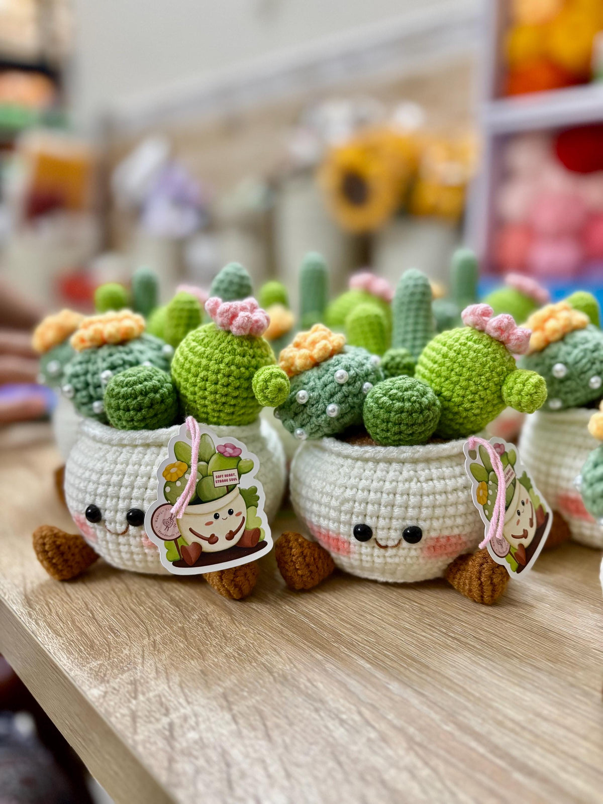 Smiling Cactus Crochet Pot |  Handmade Crochet Cactus | Cute Desk Decor |  Cheer Up & Stress Relief Gift | Gift For Mom | Gift For Her