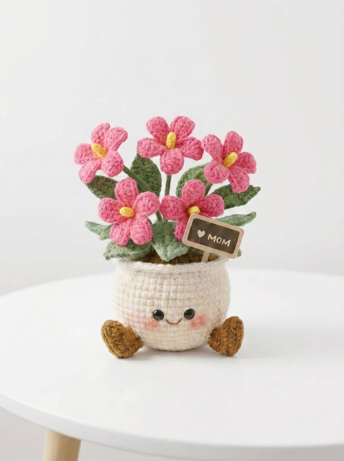 Handmade Crochet Smiling Daisy Flower Pot | Cute Desk - Home Decor | Relaxing Gift for Mom & Girlfriend | Kawaii Flower Gift | Crochet Daisy