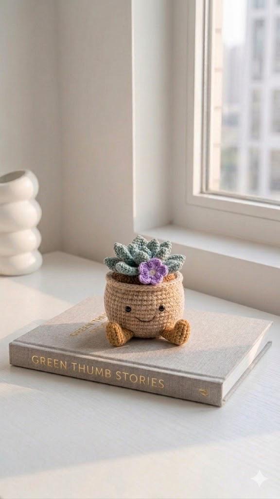 Handmade Crochet Smiling Mostera Leaf Pot | Crochet Succulent Pot Gift | Desk Decor | Gift for Mom | Cute Office Decor | Small Plant Gift