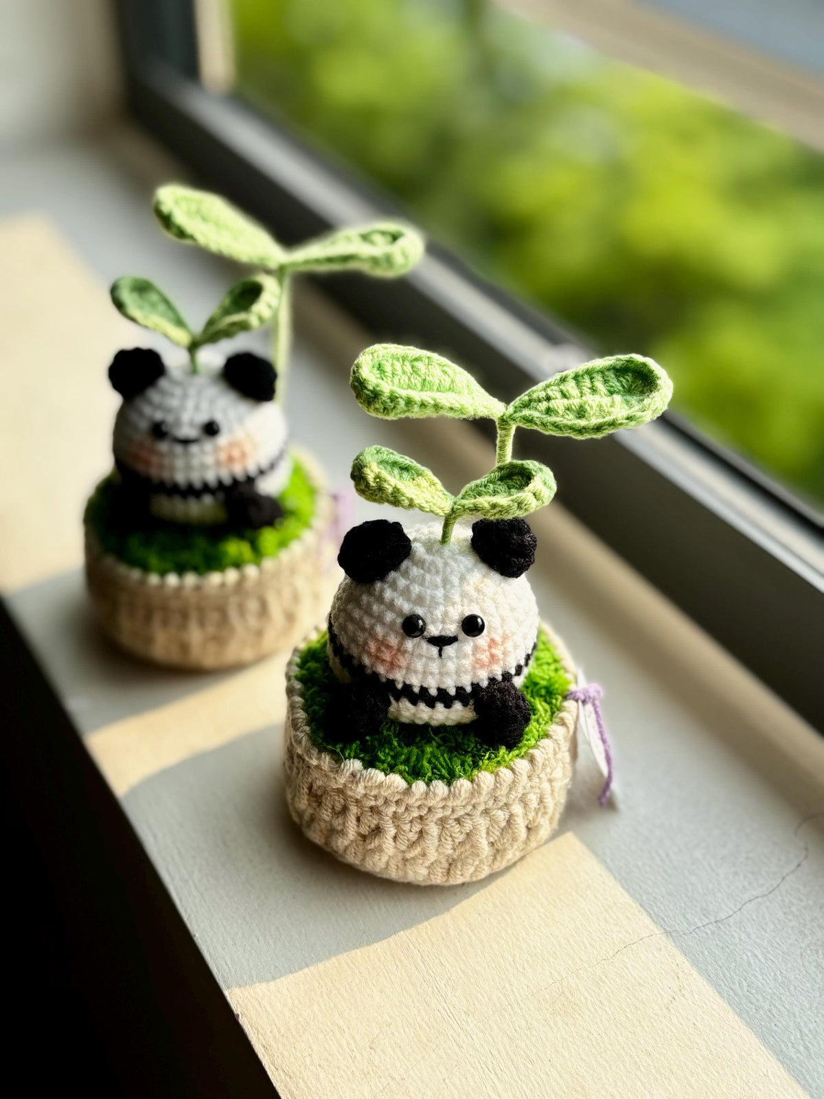 Crochet Panda Sprout, Kawaii Potted Plant, Handmade Desk Decor, Flower Pot Crochet, Animal Pot Funy Gift, Gift For BestFriend, Panda Crochet