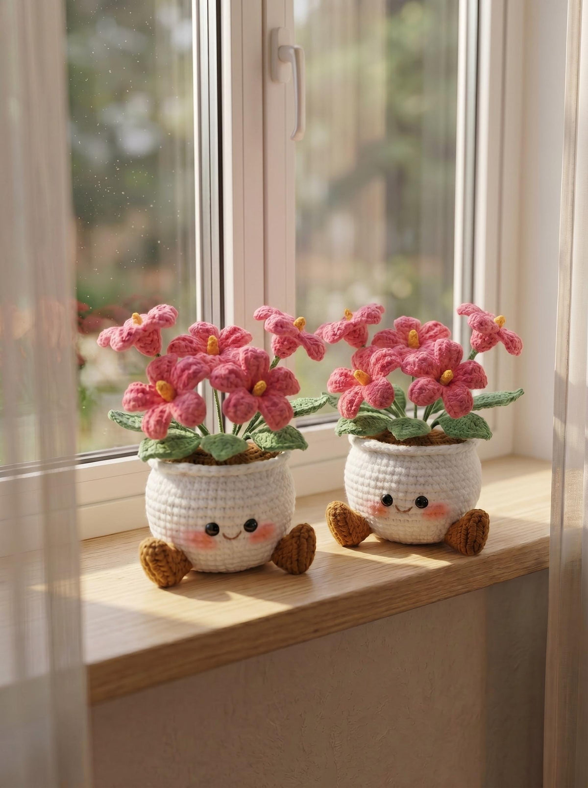 Handmade Crochet Smiling Daisy Flower Pot | Cute Desk - Home Decor | Relaxing Gift for Mom & Girlfriend | Kawaii Flower Gift | Crochet Daisy