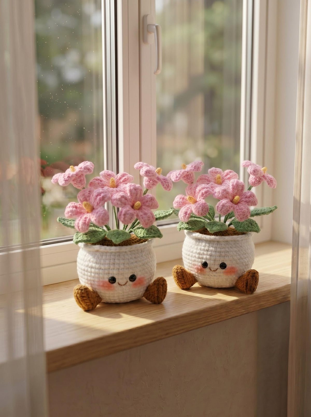Handmade Crochet Smiling Daisy Flower Pot | Cute Desk - Home Decor | Relaxing Gift for Mom & Girlfriend | Kawaii Flower Gift | Crochet Daisy