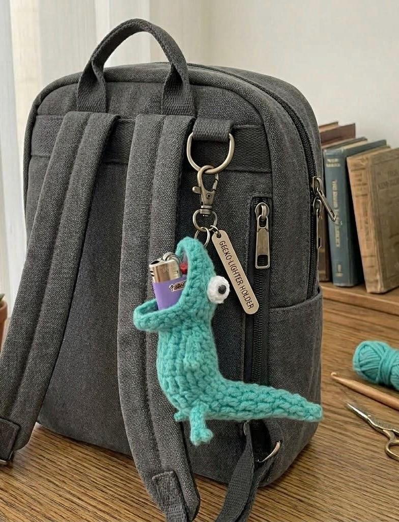 Handmade Lizard Crochet, Funny Crochet Lizard Lighter Holder, Handmade Gecko Case, Crazy Cute Pocket Accessory, Gift for Him, Father’s