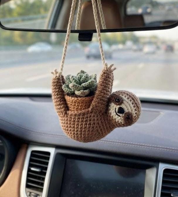 Koala Crochet Car Hanging, Cute Relaxing Car Decor, Amigurumi Koala Plant Holder, Car Mirror Accessory, Handmade Gift for Koala Lovers