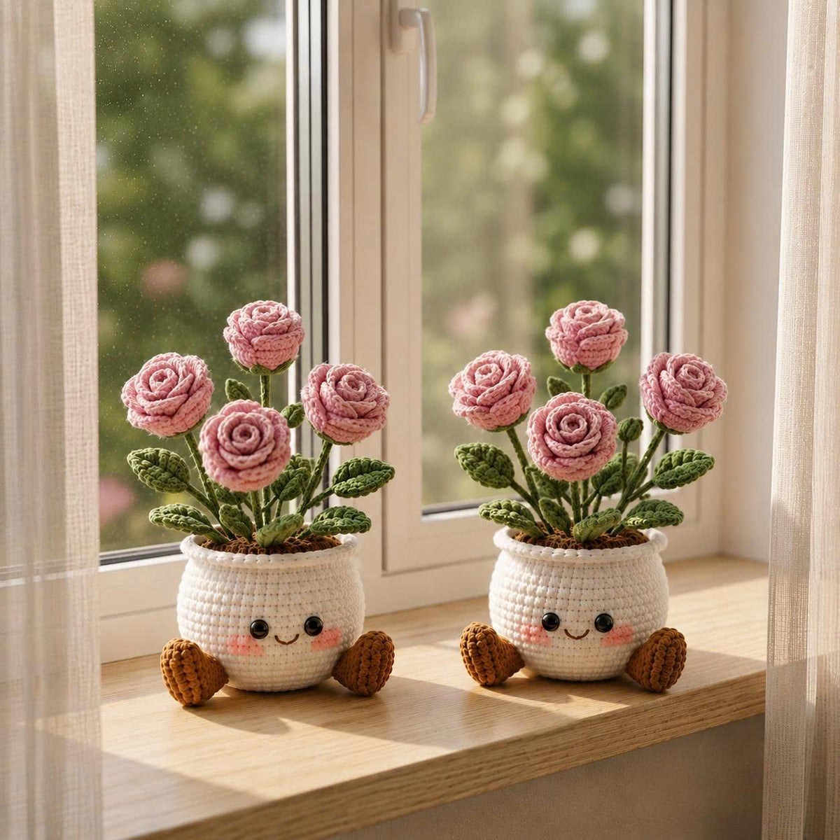Crochet Flower Pot, Kawaii Desk Accessory, Amigurumi Potted Plant, Everlasting Sunflower, Cute Office Decor, Tulip Plush, Coworker Gift