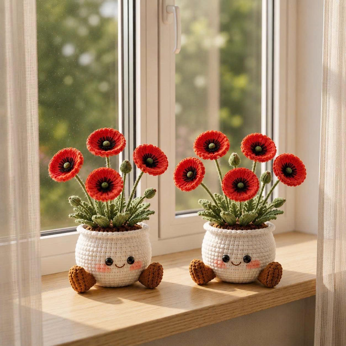 Crochet Flower Pot, Kawaii Desk Accessory, Amigurumi Potted Plant, Everlasting Sunflower, Cute Office Decor, Tulip Plush, Coworker Gift