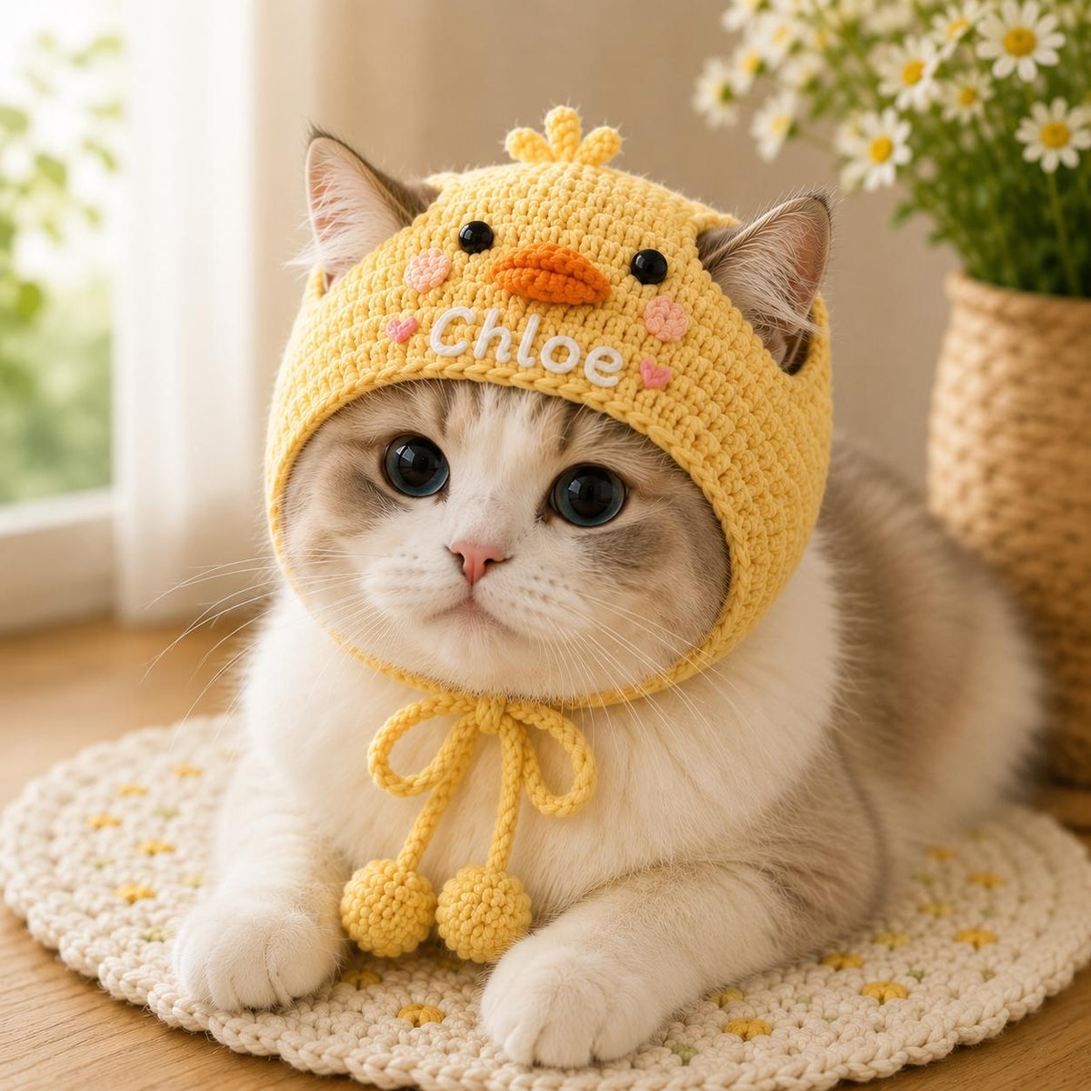 Personalized Crochet Cat Hat, Custom Pet Hat, Handmade Cat Accessory, Cute Pet Costume, Gift for Cat Lover, Custom Name Pet Gift