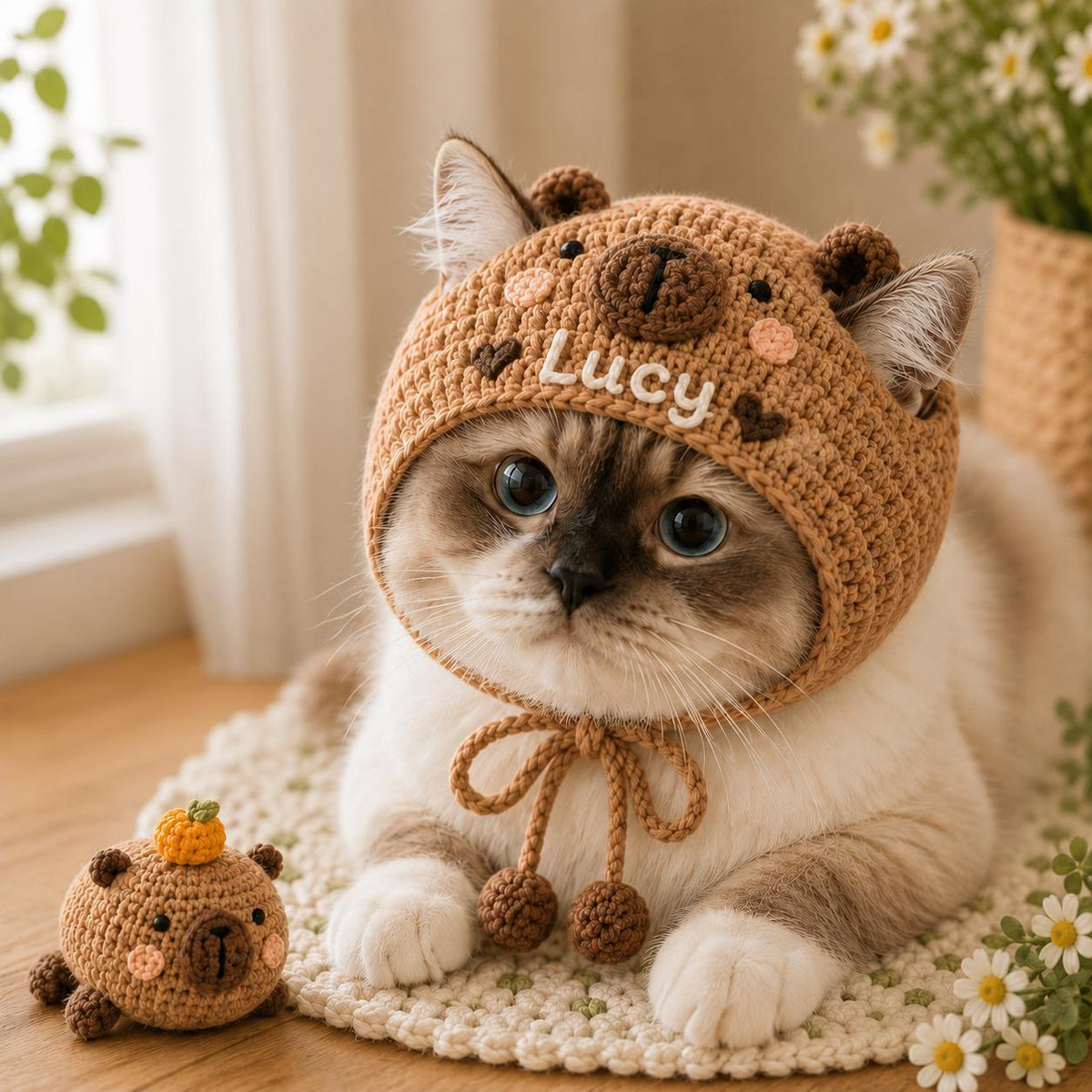 Personalized Crochet Cat Hat, Custom Pet Hat, Handmade Cat Accessory, Cute Pet Costume, Gift for Cat Lover, Custom Name Pet Gift