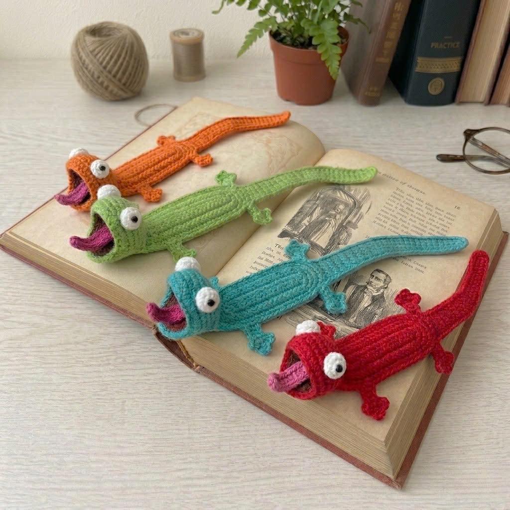 Funny Lizard Bookmark,  Back to school gift, Cute Crochet Page Marker, Stress Relief, Book Lover Accessory, Lovely gift for book lover