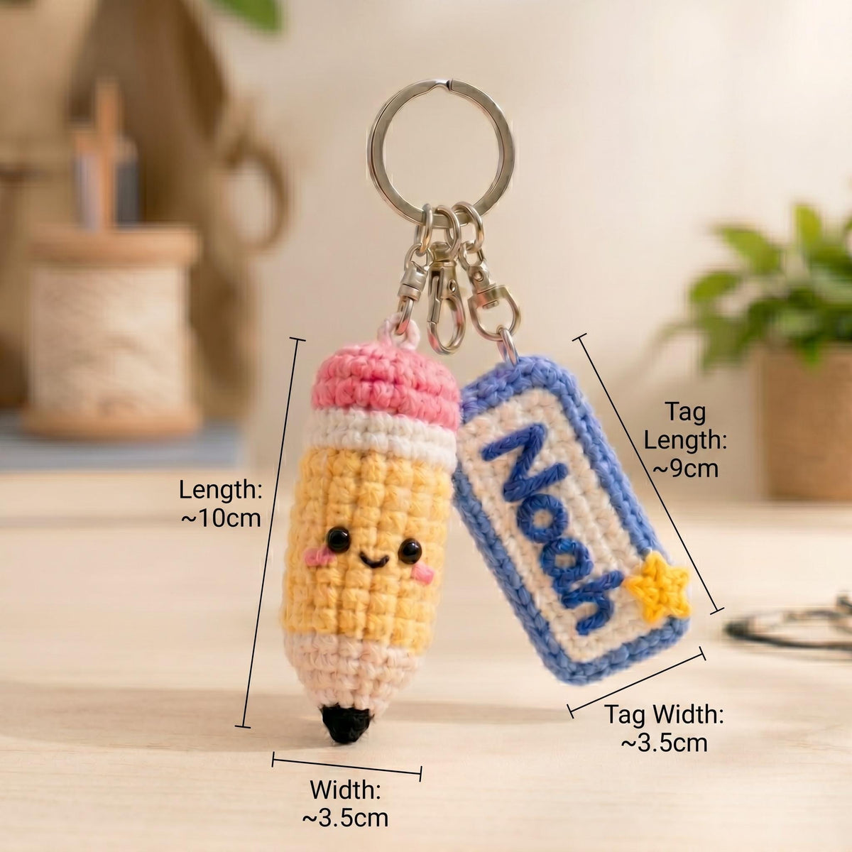 Personalized Pencil Keychain with Name, Student Backpack Charm, Back to School Gift, Personalized School Tag, Teacher Gift,