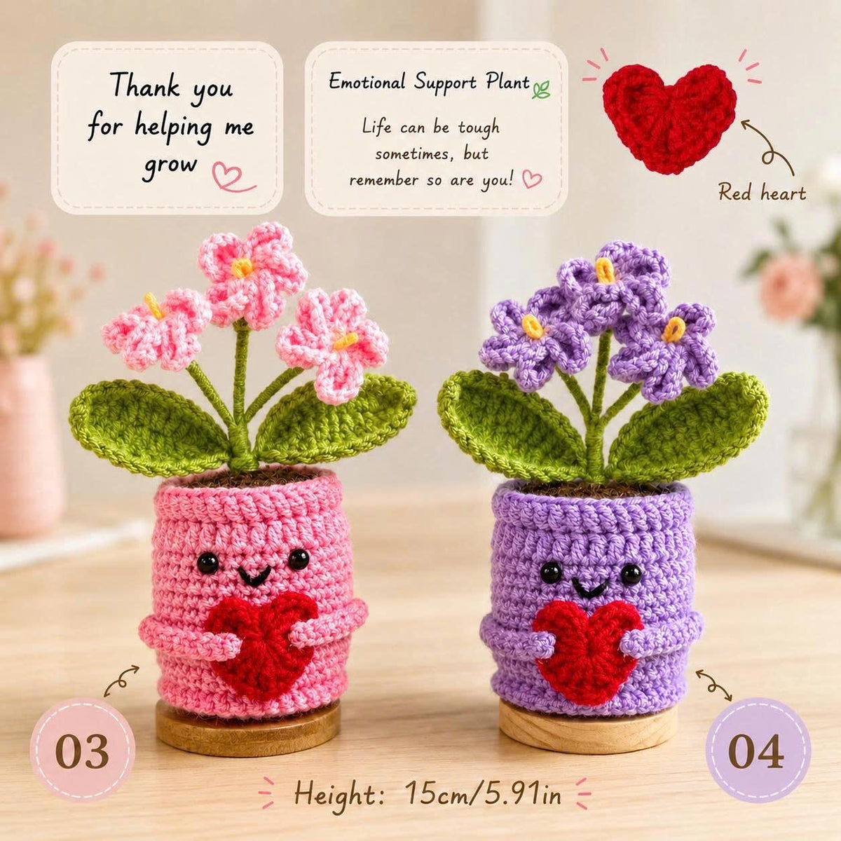 Handmade Crochet Plant, Crochet Daisy/Sunflower/Rose/Tulip, Emotional Support Crochet Flower, Teacher Appreciation Gift, Mother's Day Gift