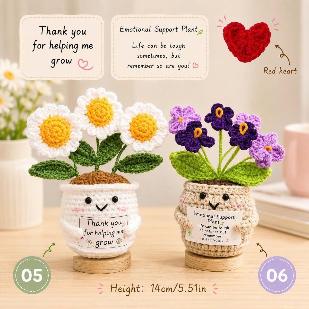 Handmade Crochet Plant, Crochet Daisy/Sunflower/Rose/Tulip, Emotional Support Crochet Flower, Teacher Appreciation Gift, Mother's Day Gift
