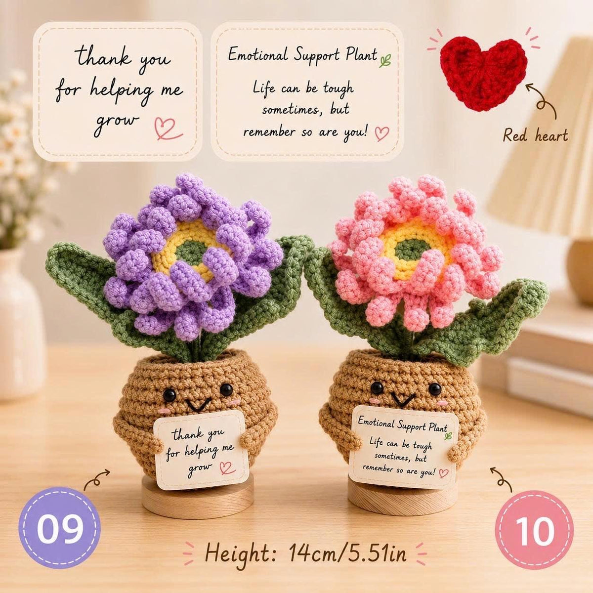 Handmade Crochet Plant, Crochet Daisy/Sunflower/Rose/Tulip, Emotional Support Crochet Flower, Teacher Appreciation Gift, Mother's Day Gift