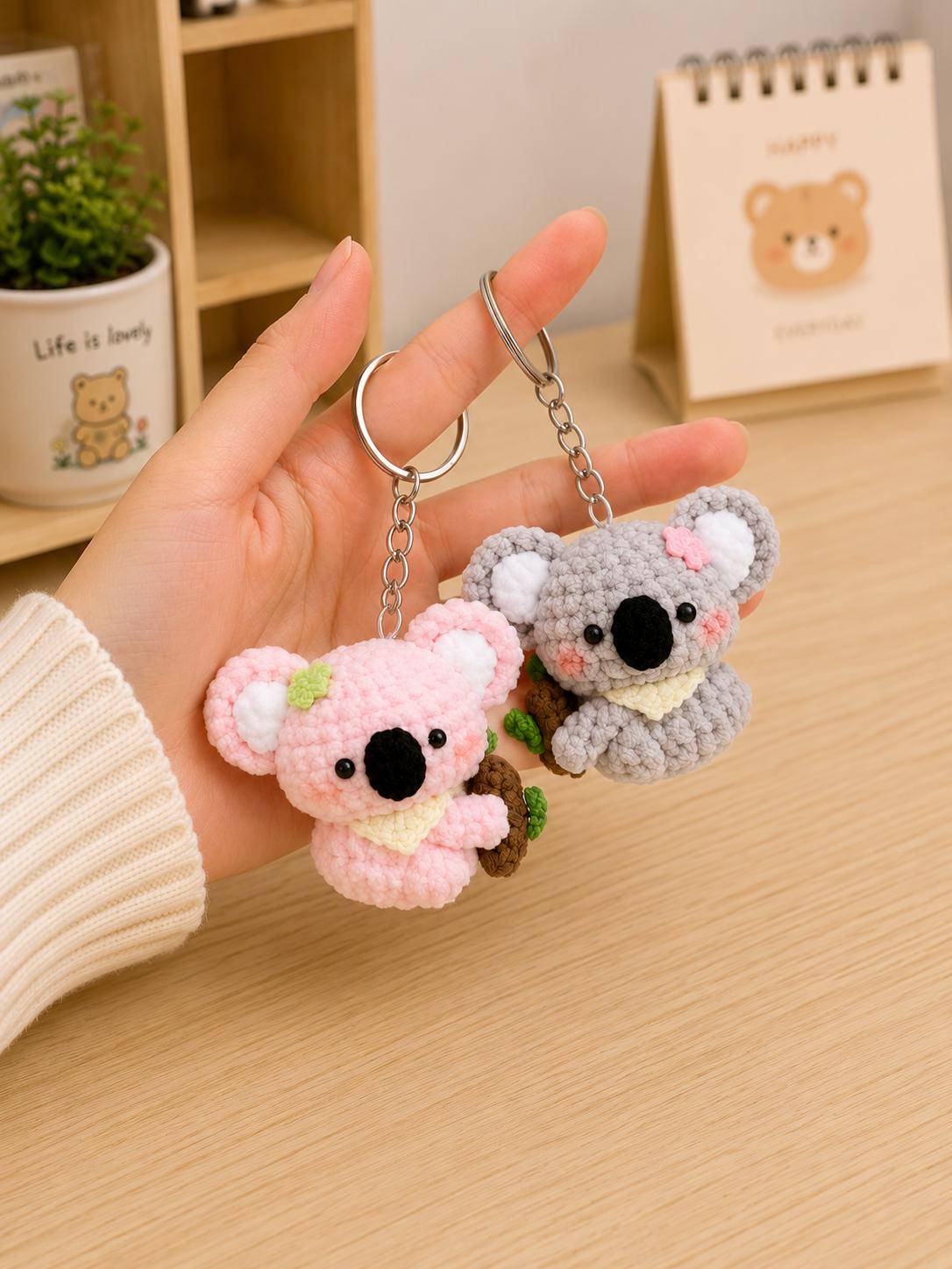 Crochet Mini Koala Keychain, Cute Koala Bag Charm, Handmade Amigurumi Koala, Backpack Charm, Cute Gift for Her, Animal Lover Gift