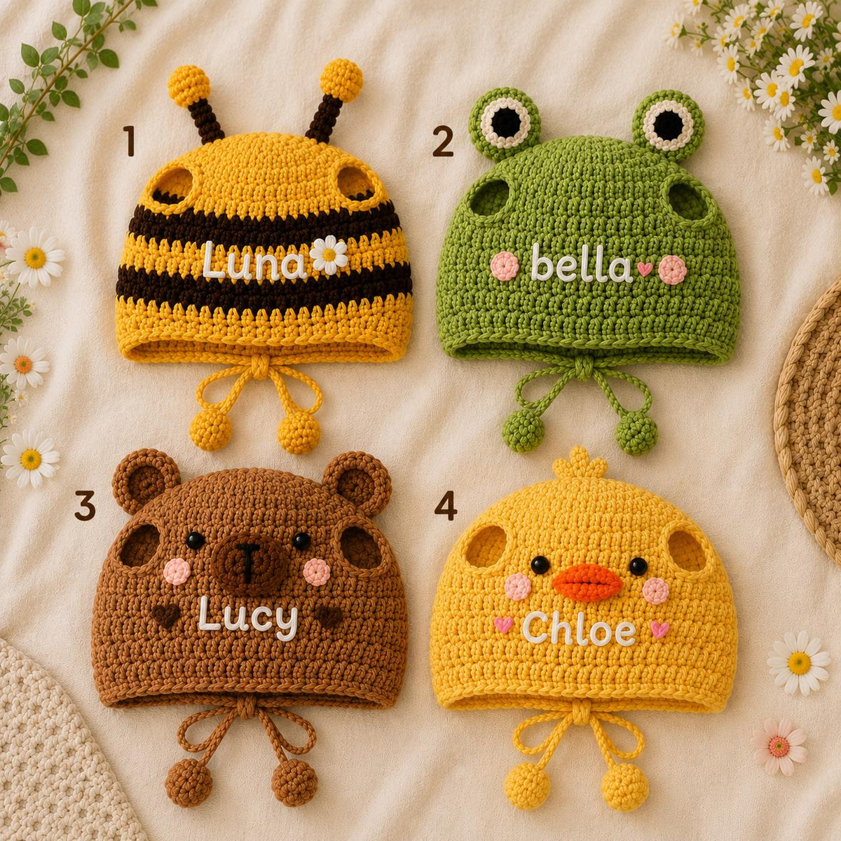 Personalized Crochet Cat Hat, Custom Pet Hat, Handmade Cat Accessory, Cute Pet Costume, Gift for Cat Lover, Custom Name Pet Gift