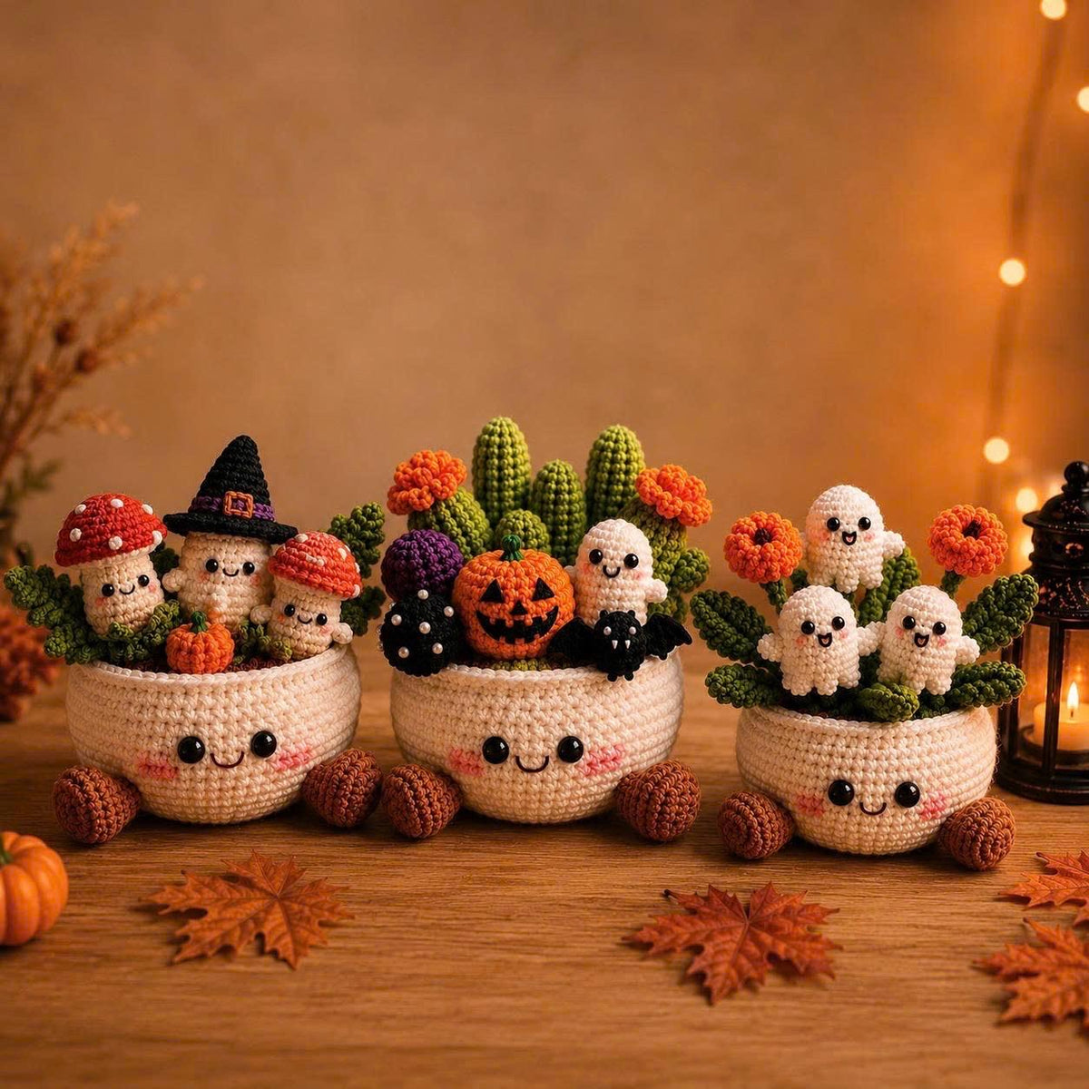 Spooky Crochet Cactus Pot, Halloween Desk Decor, Ghost Cactus Decor, Handmade Halloween Gift, Cute Office Decor, Gothic Home Decor