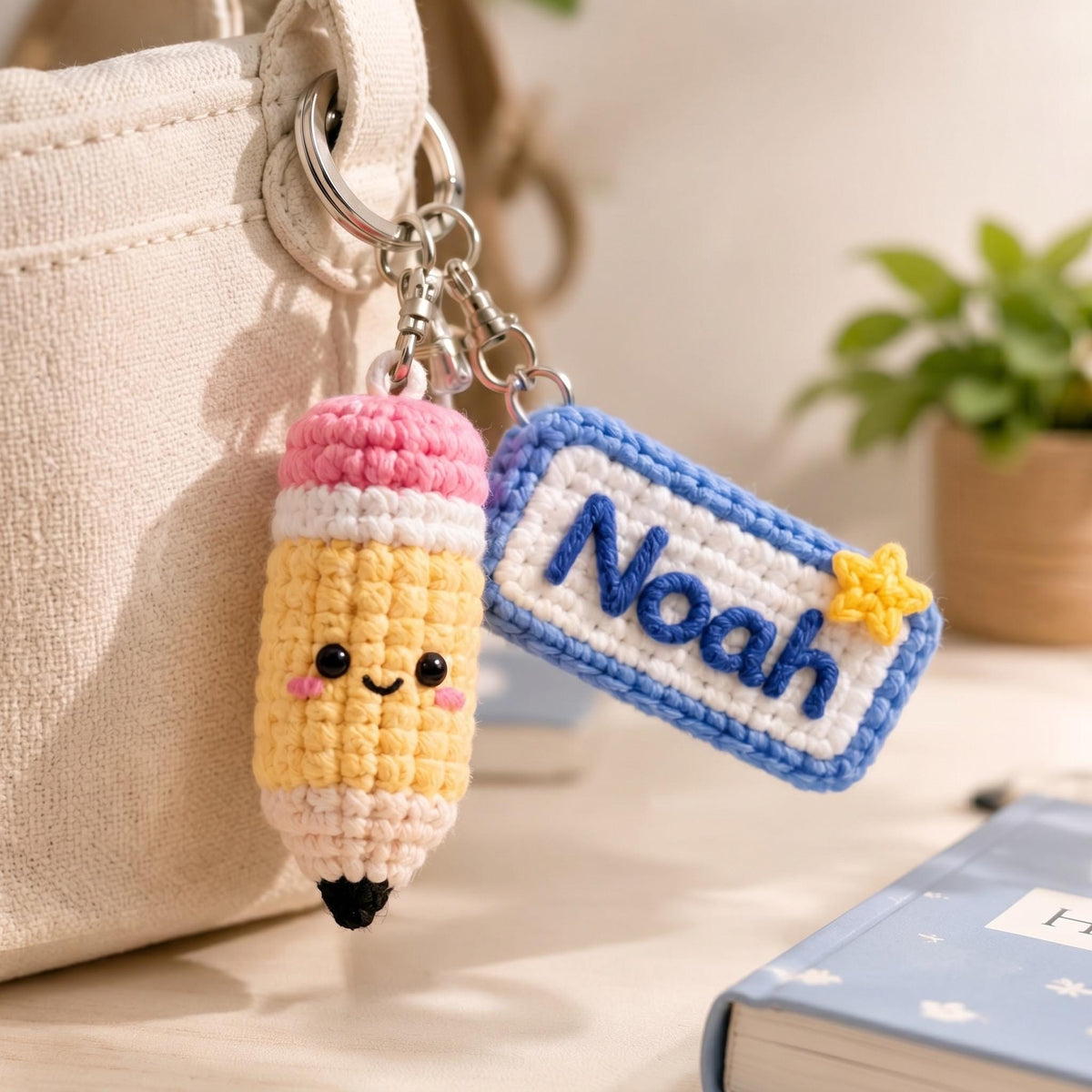 Personalized Pencil Keychain with Name, Student Backpack Charm, Back to School Gift, Personalized School Tag, Teacher Gift,