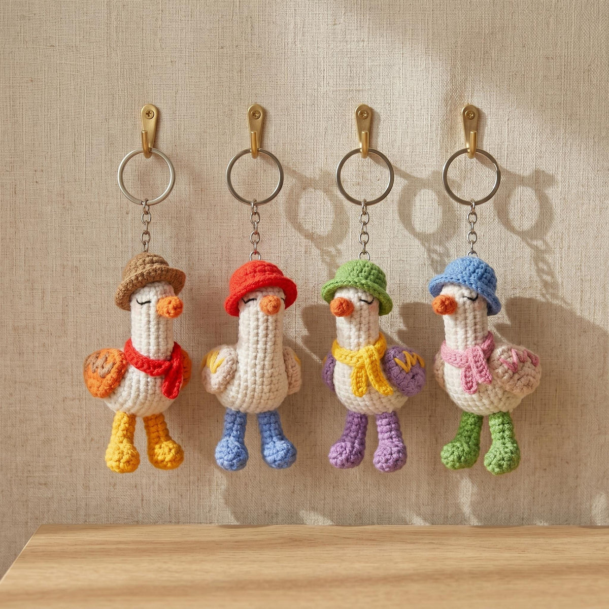 Crochet School Goose Keychain, Funny Goose Bag Charm, Back to School Gift, Kawaii Backpack Charm, Student Gift, Handmade Amigurumi