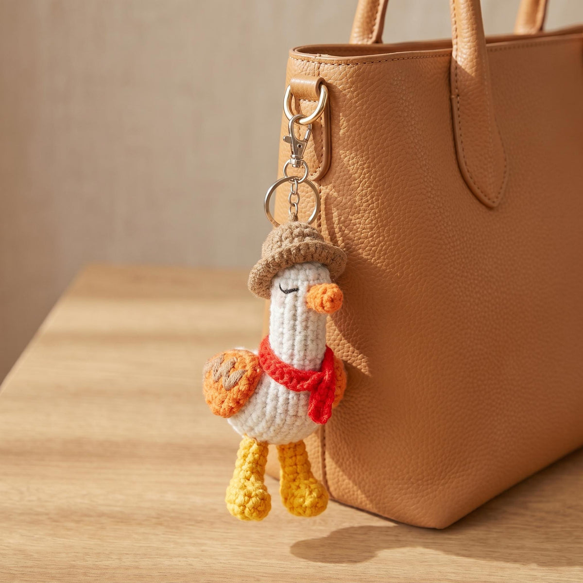 Crochet School Goose Keychain, Funny Goose Bag Charm, Back to School Gift, Kawaii Backpack Charm, Student Gift, Handmade Amigurumi