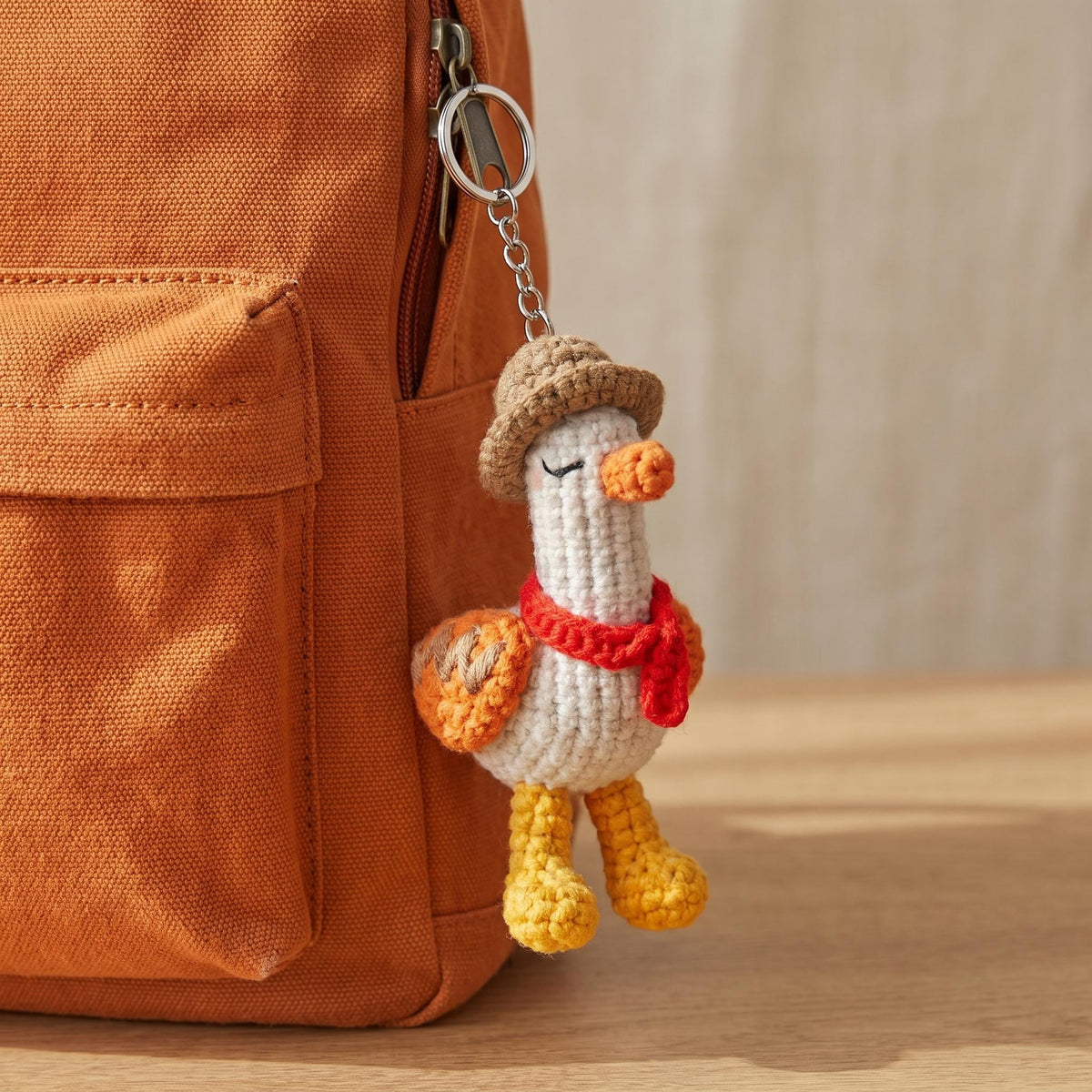 Crochet School Goose Keychain, Funny Goose Bag Charm, Back to School Gift, Kawaii Backpack Charm, Student Gift, Handmade Amigurumi