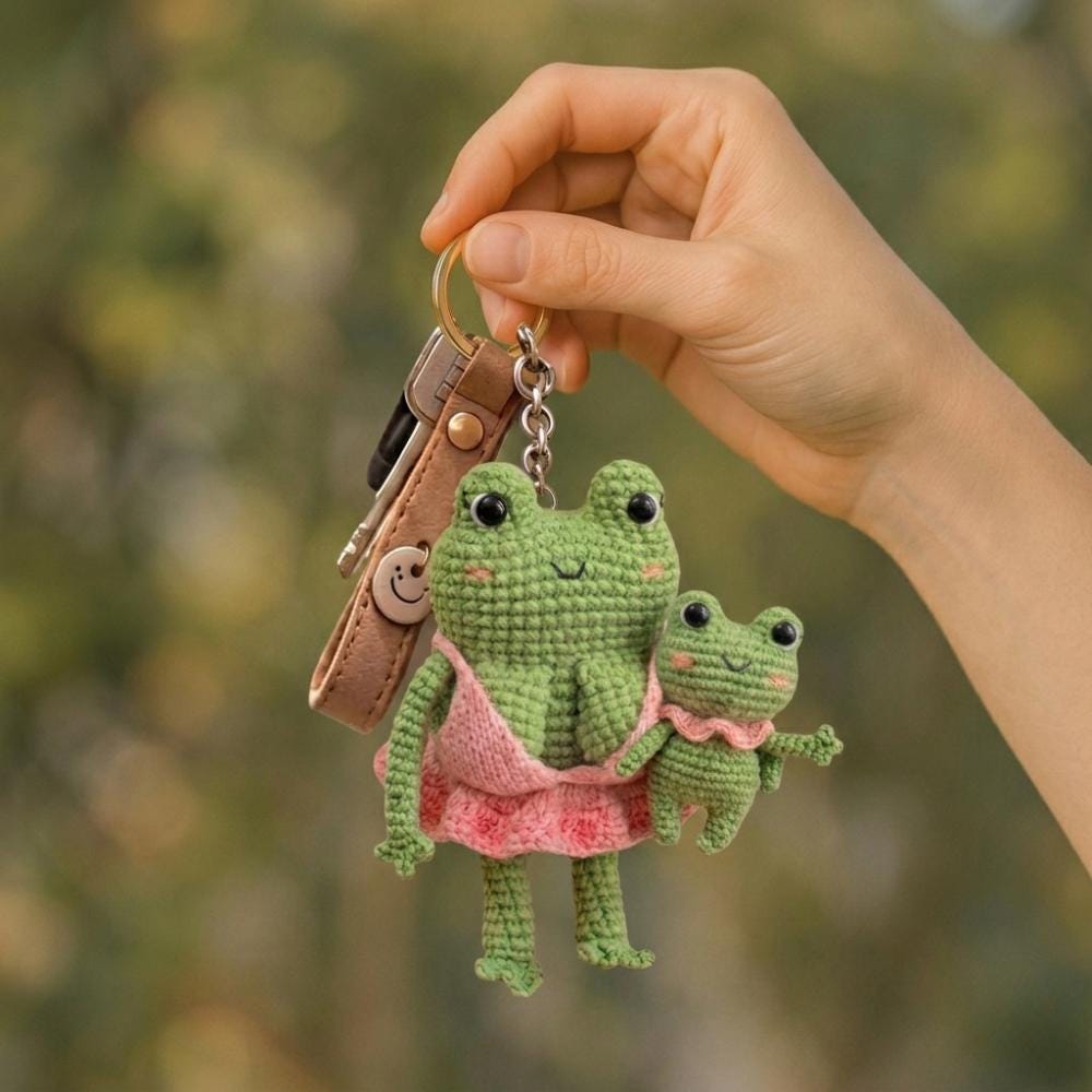 Crochet Mother & Frog Baby Frog Plush, Mother's Day Gift, Handmade Frog Family, Gift for Mom, Cute Family Keepsake, Amigurumi Frog Decor