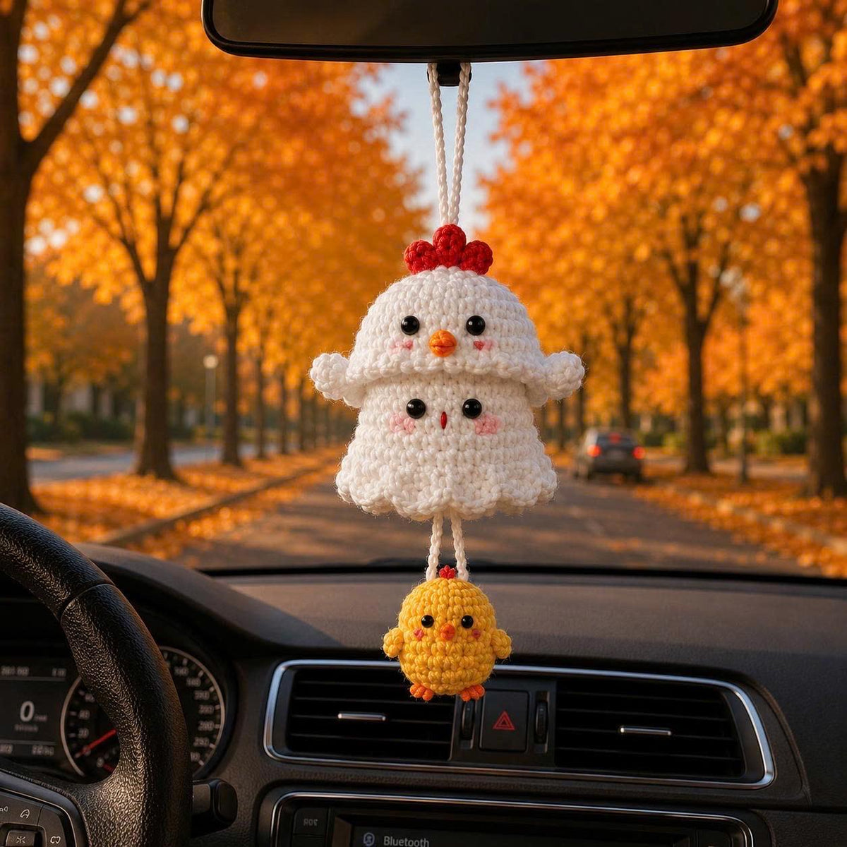 Halloween 2026 Crochet Ghost Car Charm, Handmade Mirror Accessory, Cute Spooky Car Decor, Amigurumi Ghost Hanging, Halloween Cute Gift