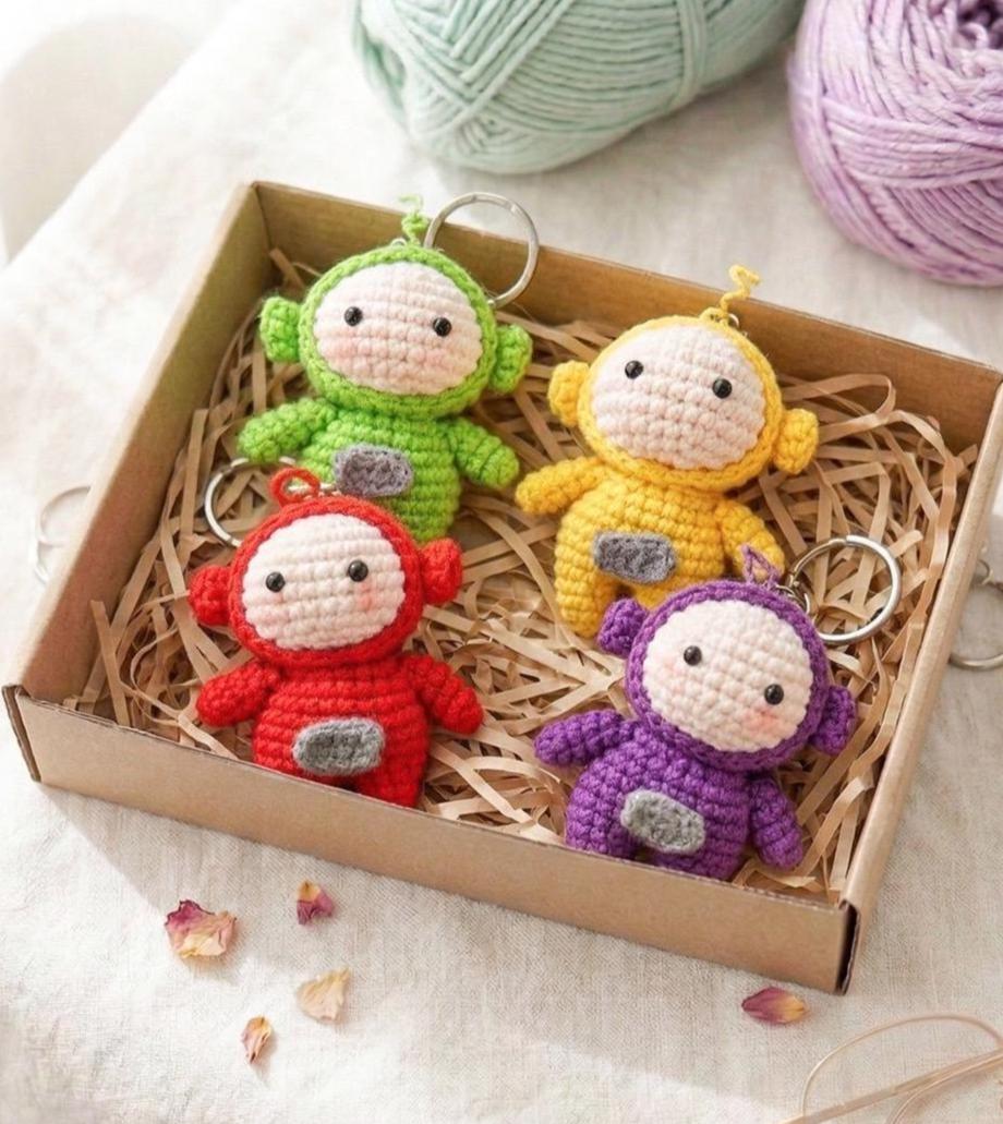 Handmade Crochet Glow Spirit Keychain | Cute Mini Figure Bag Charm | Kawaii Tiny Doll | Funny Cute Gift | Bag Charm Accessory