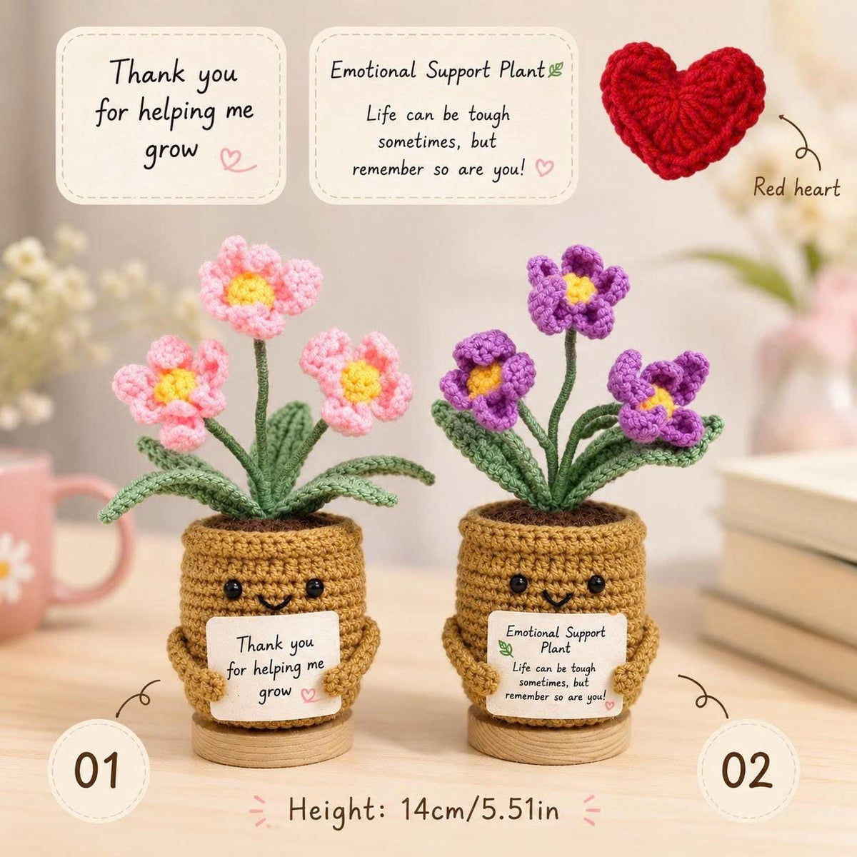 Handmade Crochet Plant, Crochet Daisy/Sunflower/Rose/Tulip, Emotional Support Crochet Flower, Teacher Appreciation Gift, Mother's Day Gift