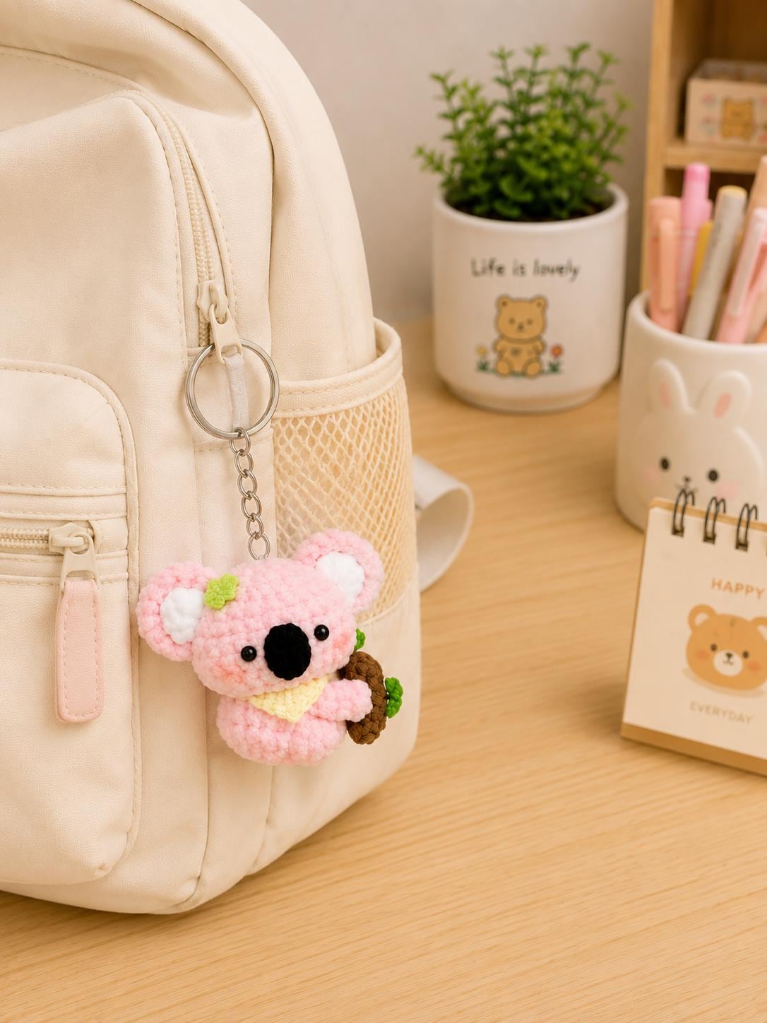 Crochet Mini Koala Keychain, Cute Koala Bag Charm, Handmade Amigurumi Koala, Backpack Charm, Cute Gift for Her, Animal Lover Gift