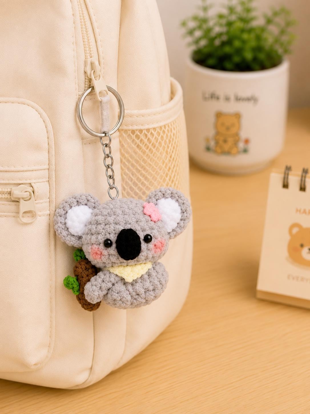 Crochet Mini Koala Keychain, Cute Koala Bag Charm, Handmade Amigurumi Koala, Backpack Charm, Cute Gift for Her, Animal Lover Gift