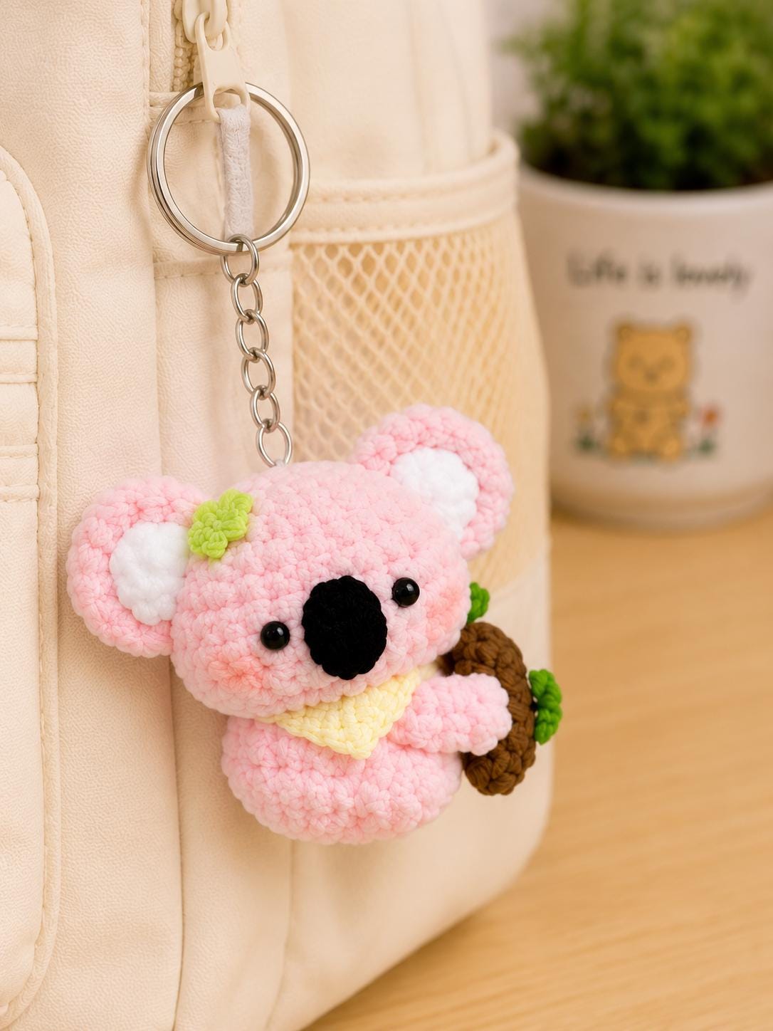Crochet Mini Koala Keychain, Cute Koala Bag Charm, Handmade Amigurumi Koala, Backpack Charm, Cute Gift for Her, Animal Lover Gift