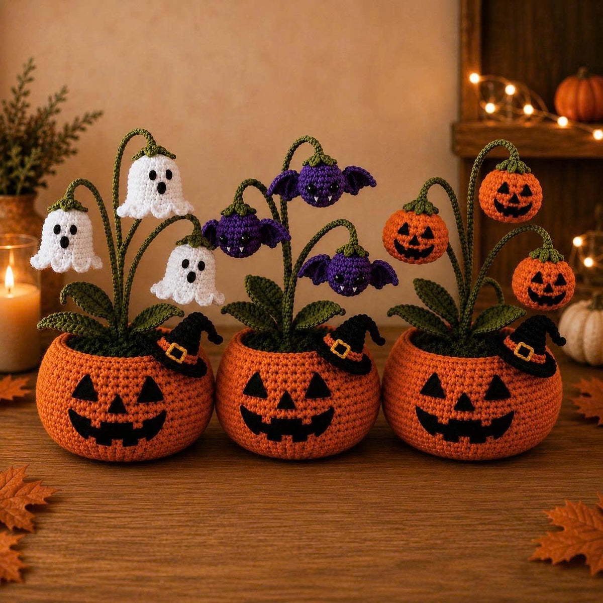 Crochet Halloween Pumpkin Ghost Pot, Spooky Pumpkin Decor, Ghost Flower Pot, Halloween Desk Decor, Handmade Gothic Home Decor,Halloween Gift