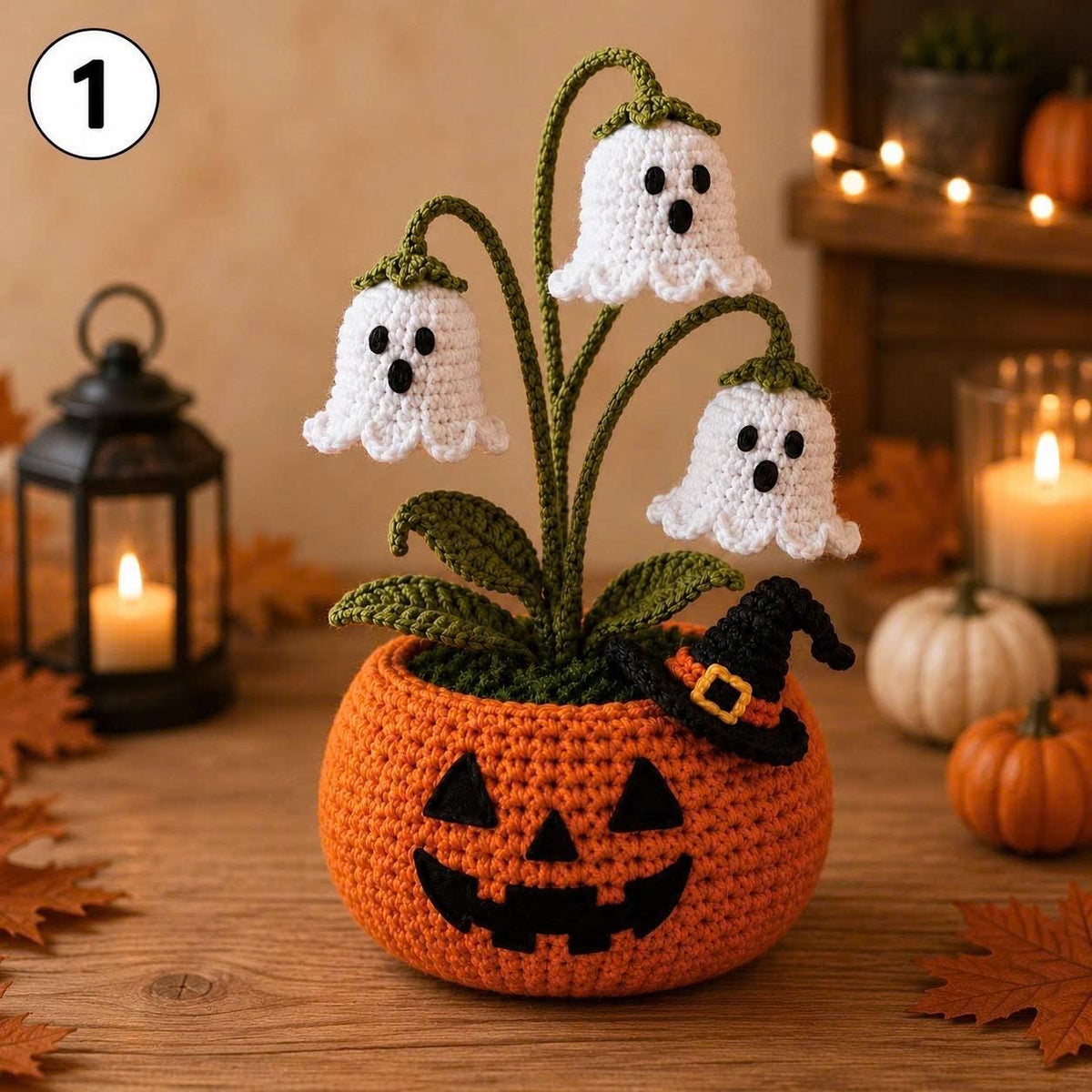 Crochet Halloween Pumpkin Ghost Pot, Spooky Pumpkin Decor, Ghost Flower Pot, Halloween Desk Decor, Handmade Gothic Home Decor,Halloween Gift