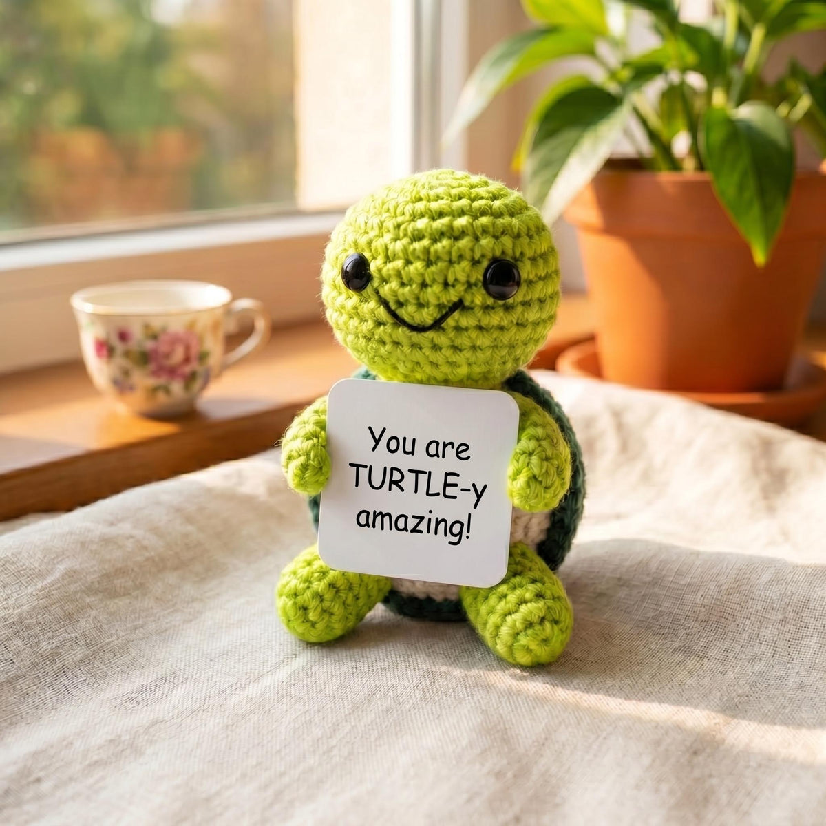 Emotional Support Turtle, Crochet Turtle Plush, Positive Desk Decor, Encouragement Gift, Anxiety Relief Gift,Mini Handmade Turtle, Cute Gift