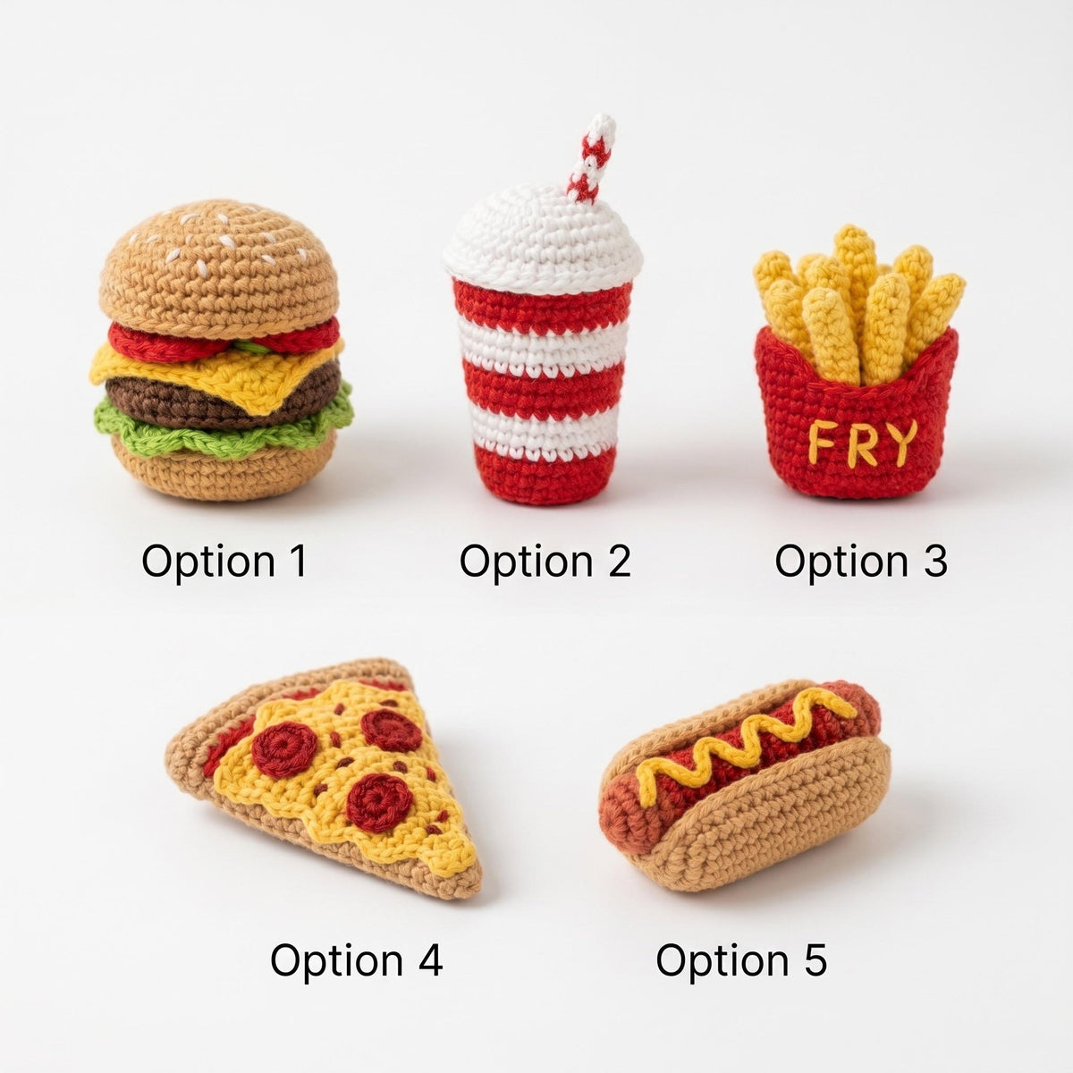 Crochet Fast Food Keychain, Hamburger Pizza Fries Hot Dog Bag Charm, Cute Kawaii Food Keychain, Backpack Charm, Handmade Gift