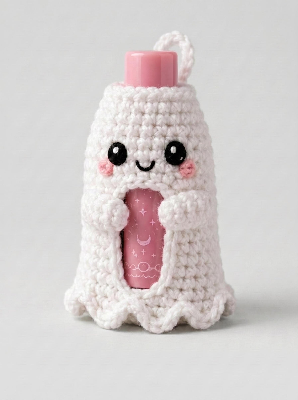 Ghost Lip Balm Holder, Crochet Chapstick Holder, Halloween Bag Charm, Cute Ghost Keychain, Spooky Cute Gift, Purse Accessory