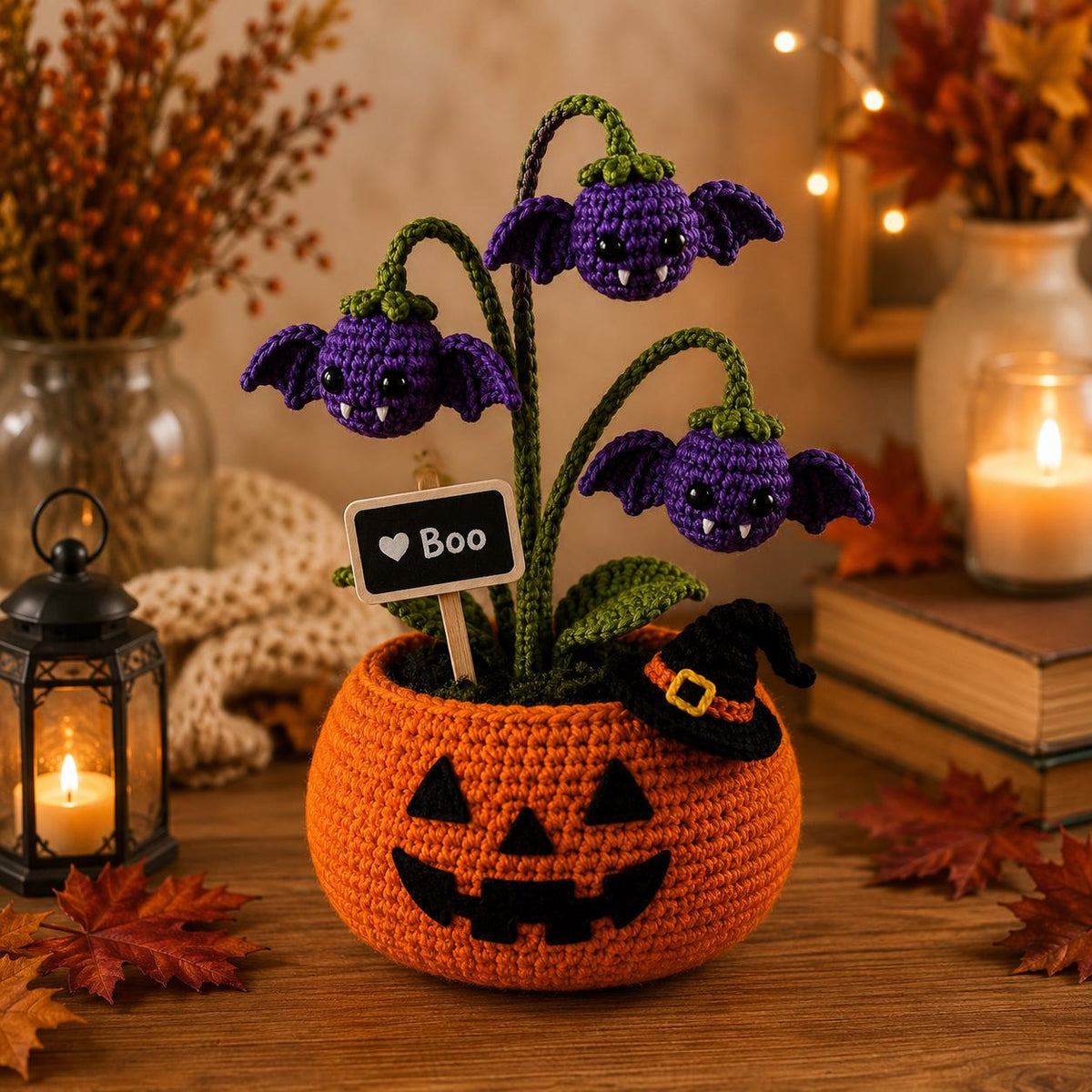 Crochet Halloween Pumpkin Ghost Pot, Spooky Pumpkin Decor, Ghost Flower Pot, Halloween Desk Decor, Handmade Gothic Home Decor,Halloween Gift