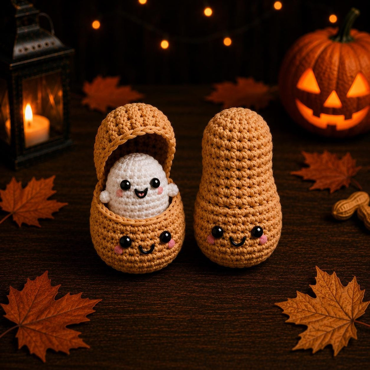 Peanut Monster Crochet Plush, Halloween Surprise Peanut, Ghost Pumpkin Bat Frankenstein Amigurumi, Spooky Fidget Toy, Cute Halloween Gift