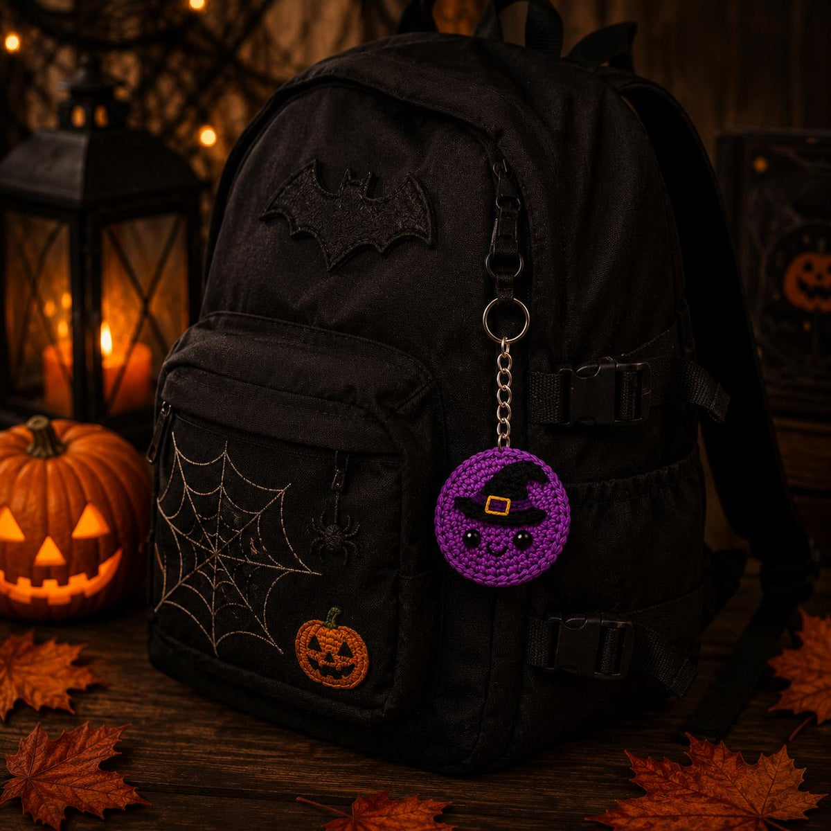 Haunted Coin Collection, Halloween Crochet Coin Keychain, Ghost Pumpkin Witch Bat Skull Charm, Cute Amigurumi Keyring, Spooky Halloween Gift